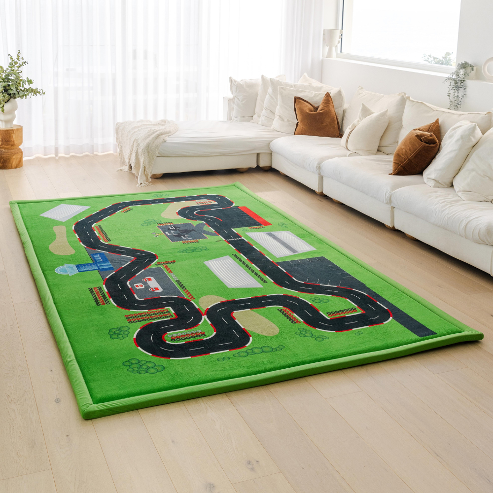 Race Track Relax Mat By Muscle Mat - Kids Car Play Mat